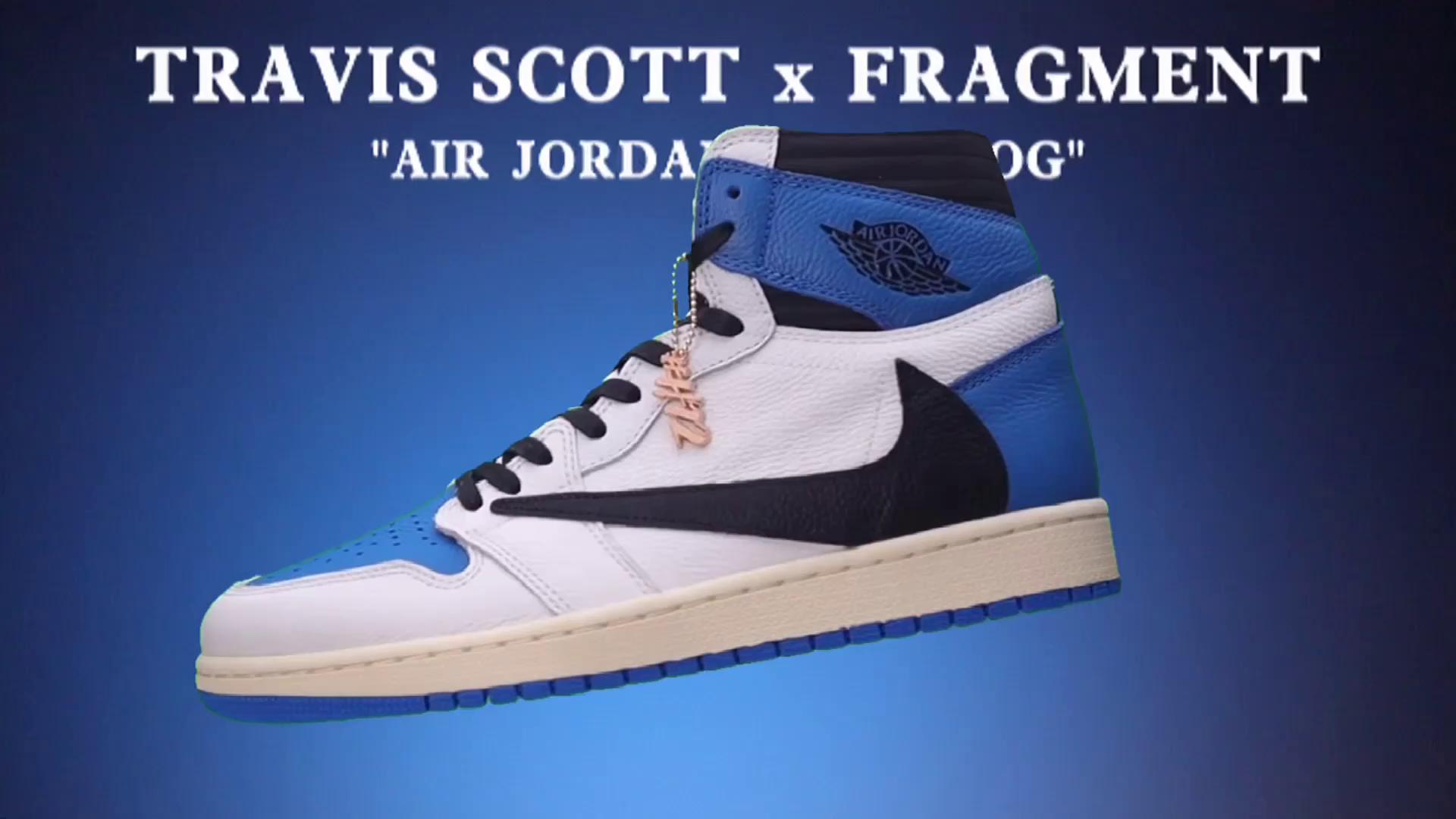 H12纯原 AJ1 Air Jordan 1 x Travis Scott x Fragment "Militay Blue" 倒钩 闪电 三方联名 GS 女鞋