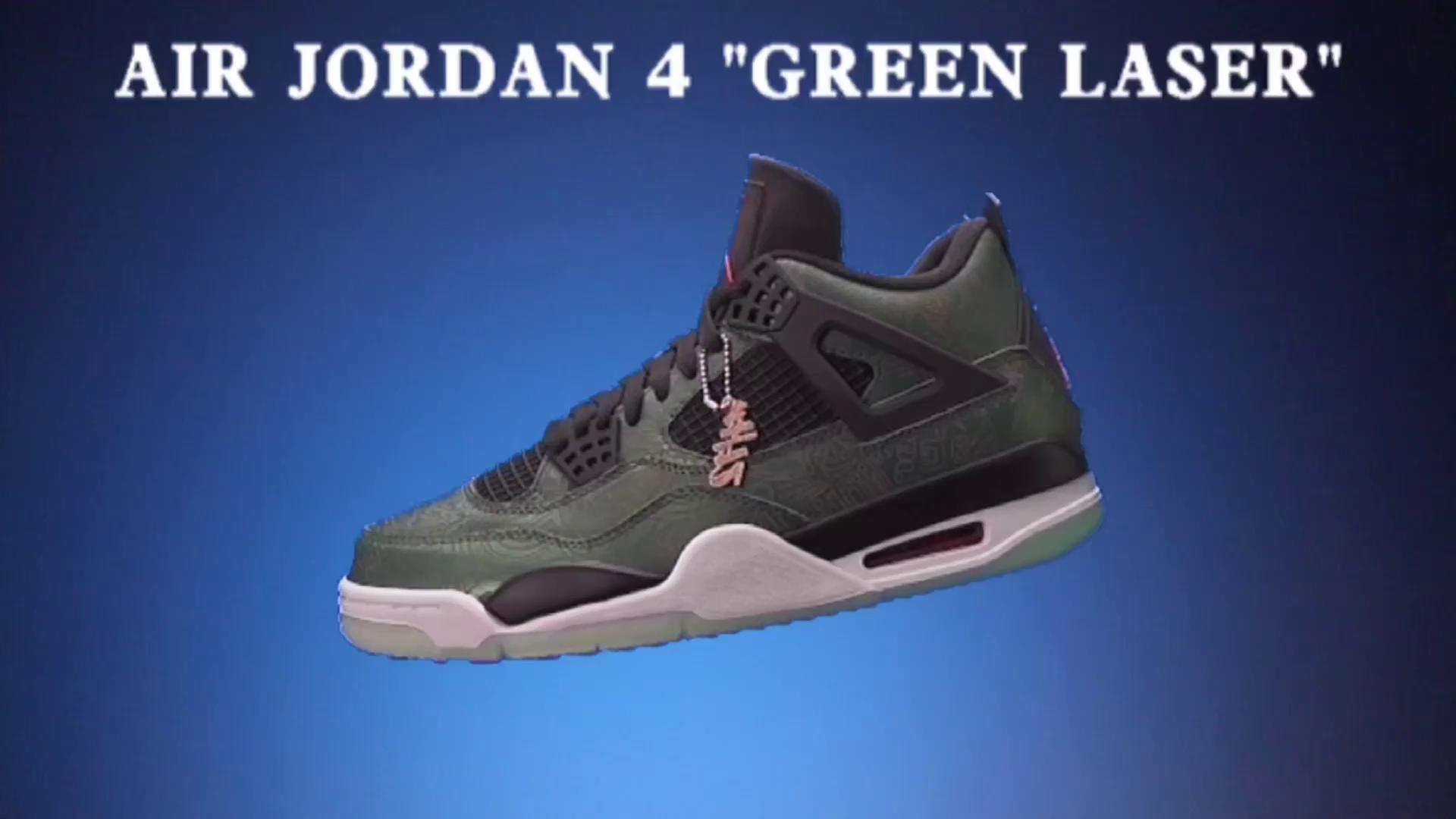 H12纯原 AJ4 Air Jordan 4  "Green laser" 水晶大底 黑绿镭射